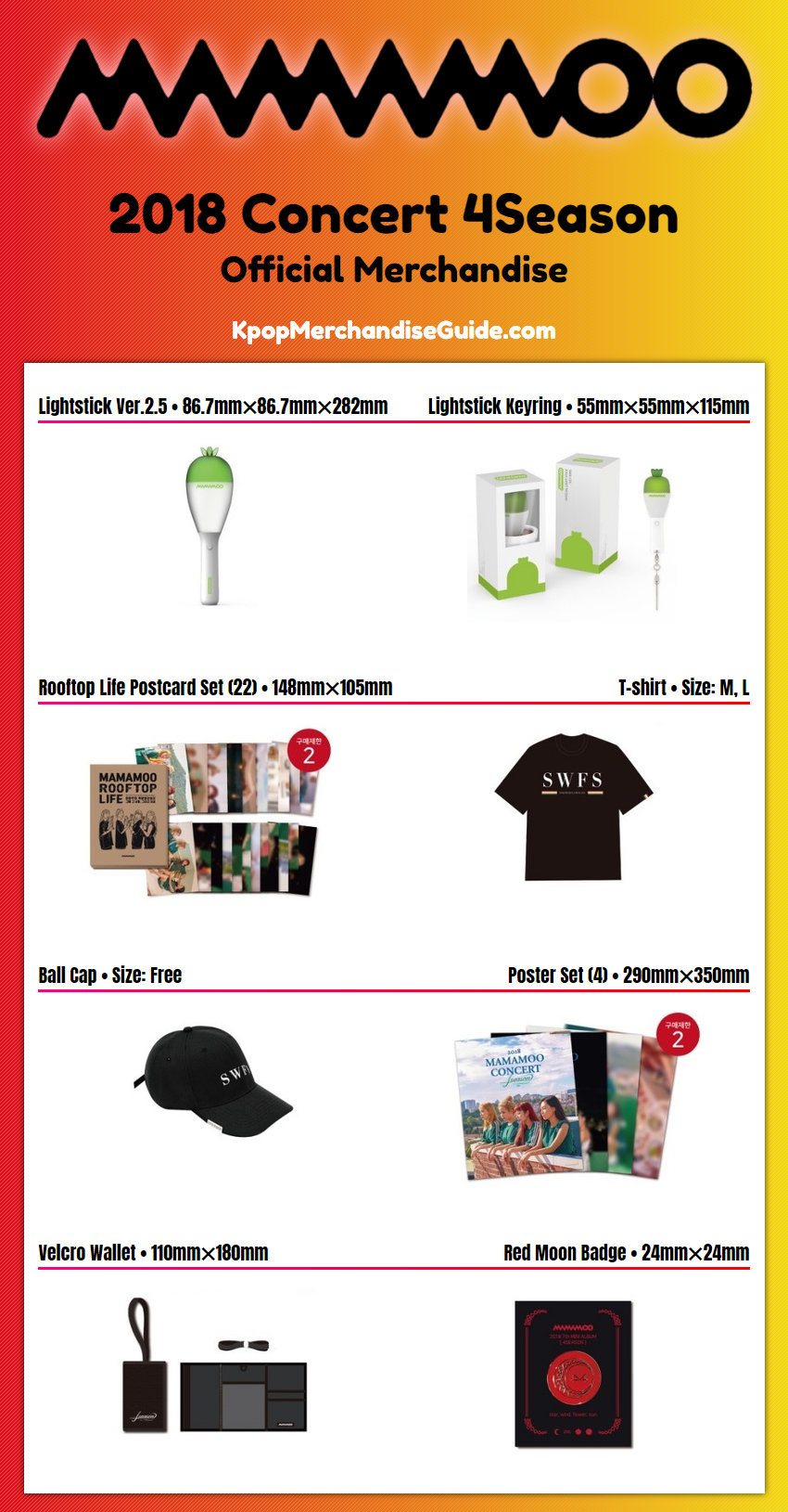 2018 Mamamoo Concert 4season S/S Merchandise