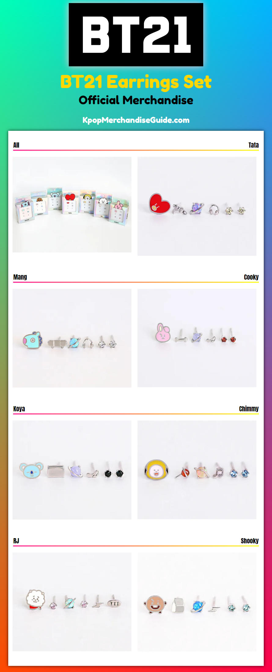 BTS Gifts - BT21 Earrings Set