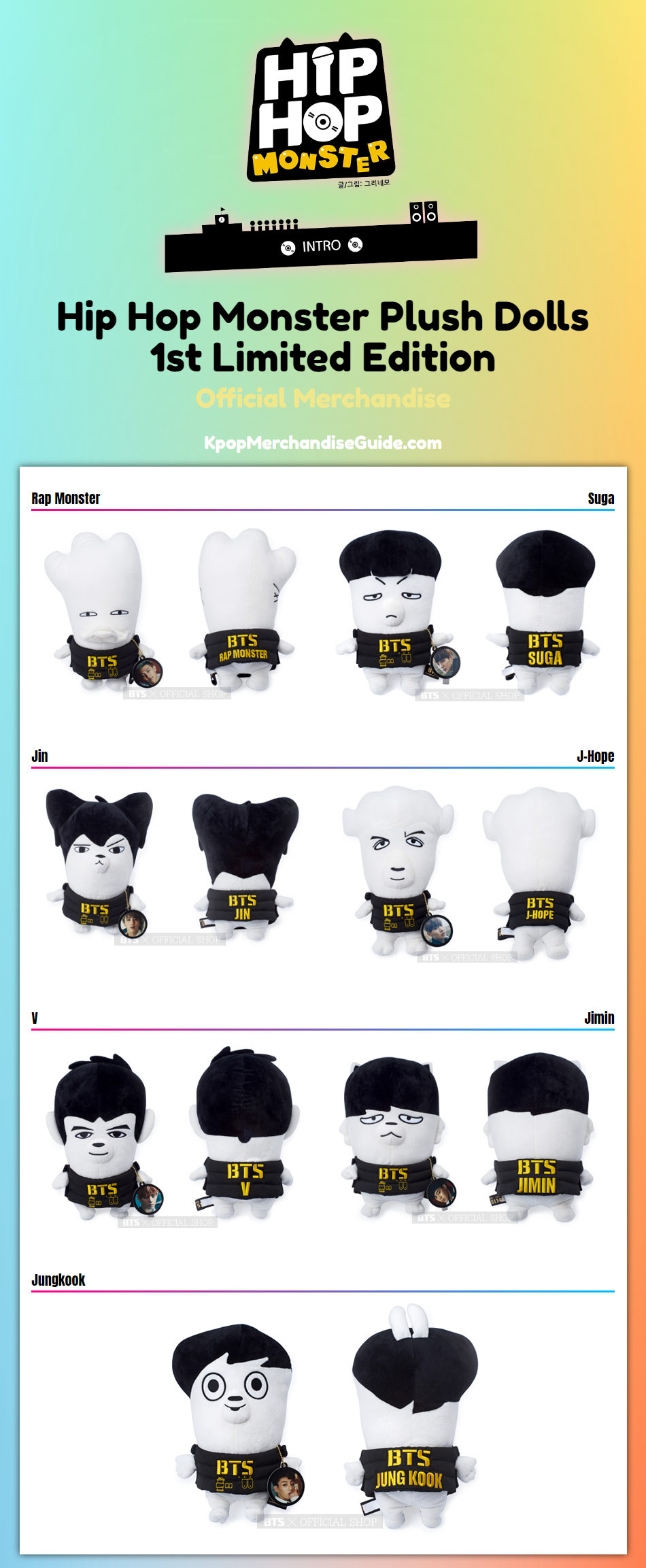 BTS Hip Hop Monster Plush Dolls: 1st Limited Edition