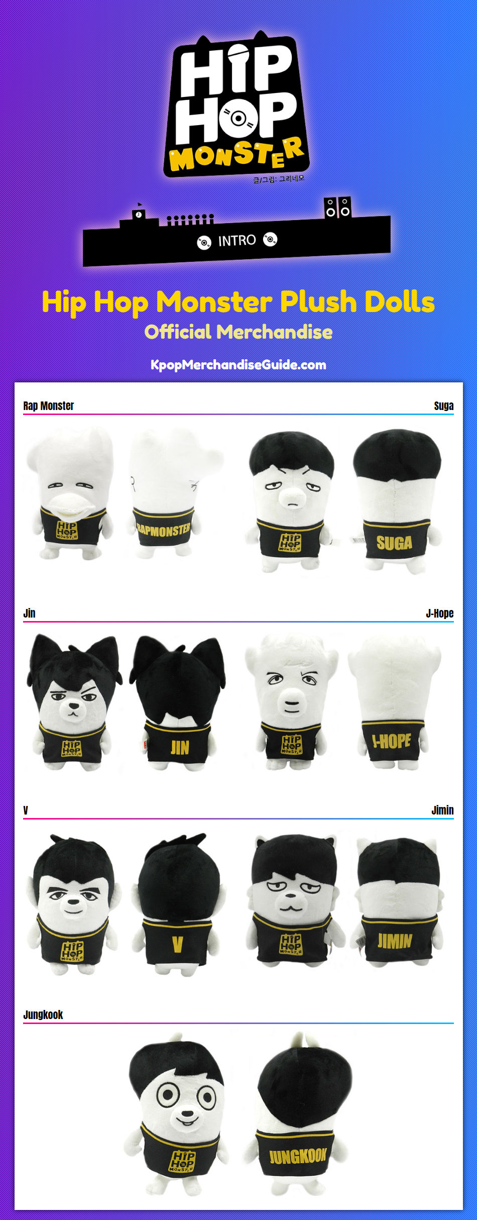 BTS Hip Hop Monster Plush Dolls: 2nd Edition