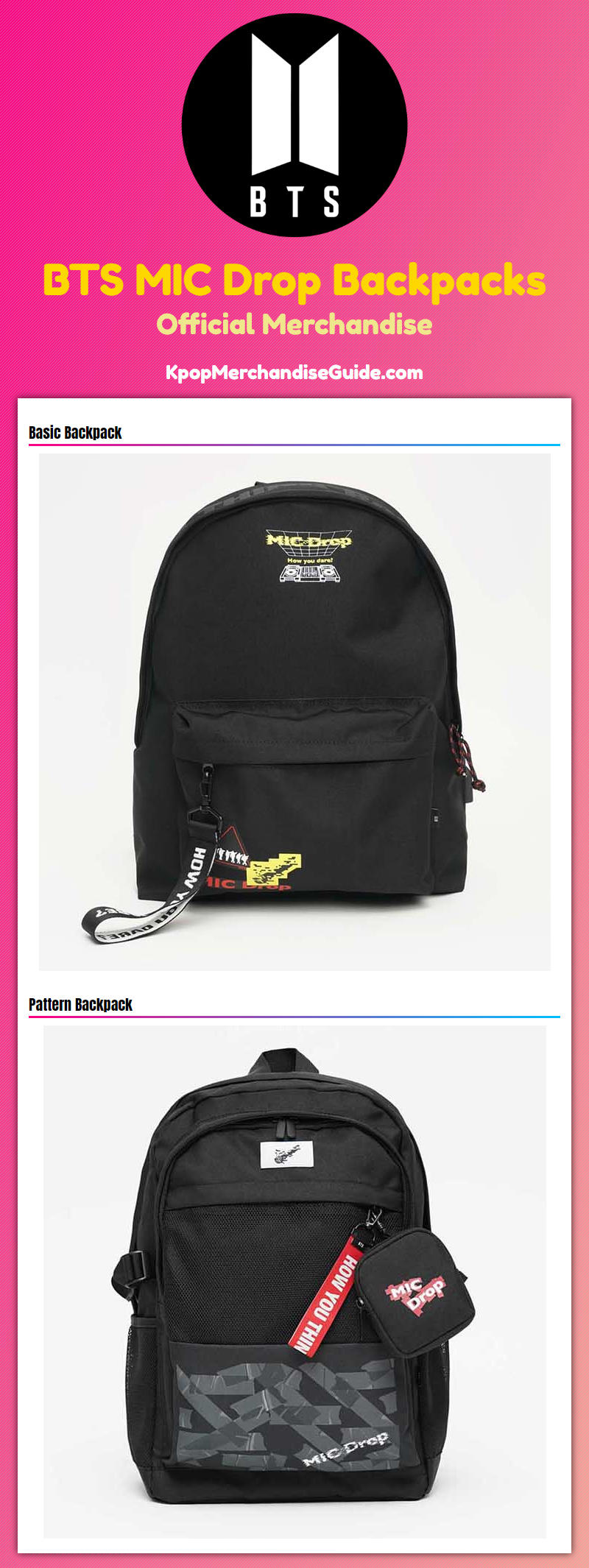 BTS Gifts - MIC Drop Backpacks