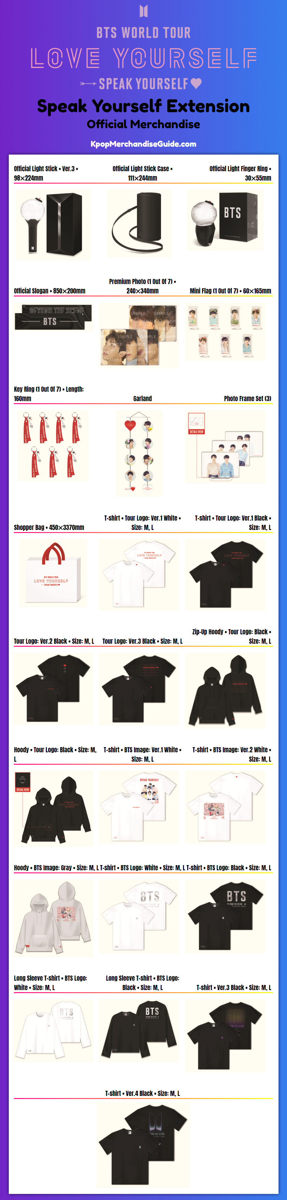 BTS World Tour: Love Yourself: Speak Yourself Merchandise