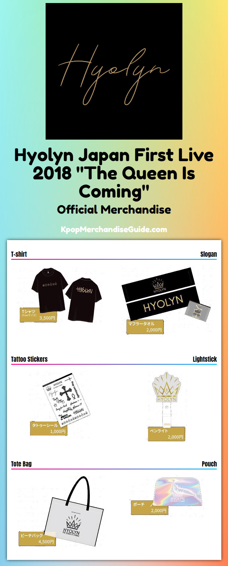 Hyolyn Japan First Live 2018 The Queen Is Coming Merchandise