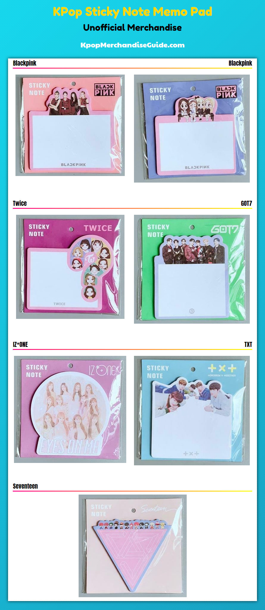 KPop Sticky Note Memo Pad