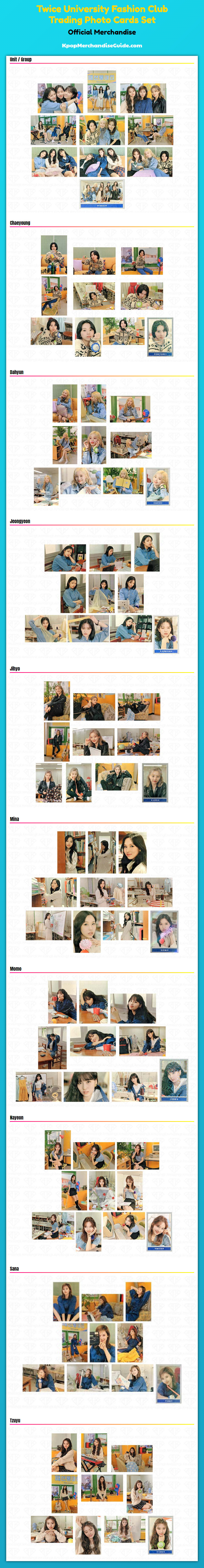 Twice University Fashion Club Trading Photo Card Set